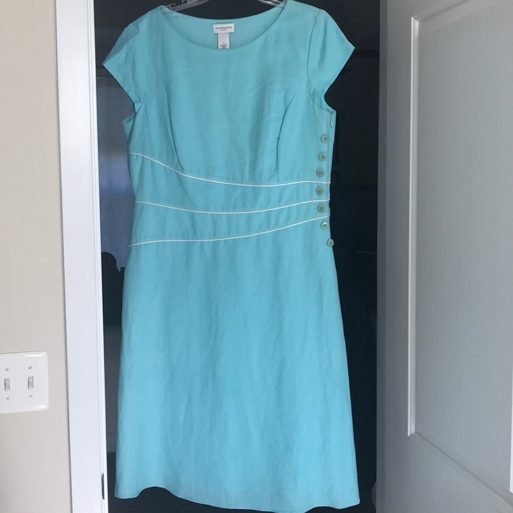 Liz Claiborne light teal linen dress